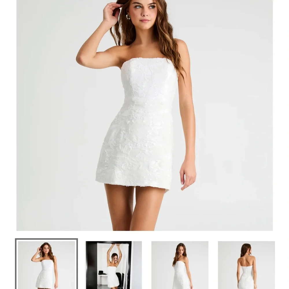 Chic White and Silver Sequin Mini Dress - Picture 3 of 7